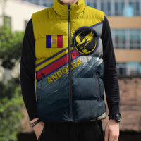 Andorra Sleeveless Puffer Jacket with Mountain Ridge and Eagle Emblem Design - Wonder Print Shop