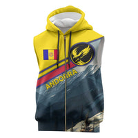 Andorra Sleeveless Zip Hoodie with Mountain Ridge and Eagle Emblem Design - Wonder Print Shop