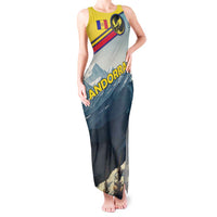 Andorra Tank Maxi Dress with Mountain Ridge and Eagle Emblem Design - Wonder Print Shop