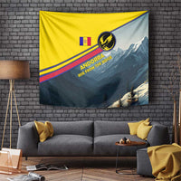 Andorra Tapestry with Mountain Ridge and Eagle Emblem Design - Wonder Print Shop
