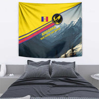 Andorra Tapestry with Mountain Ridge and Eagle Emblem Design - Wonder Print Shop