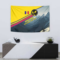 Andorra Tapestry with Mountain Ridge and Eagle Emblem Design - Wonder Print Shop