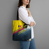 Andorra Tote Bag with Mountain Ridge and Eagle Emblem Design - Wonder Print Shop