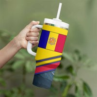 Andorra Tumbler With Handle with Mountain Ridge and Eagle Emblem Design - Wonder Print Shop