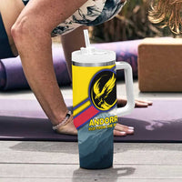 Andorra Tumbler With Handle with Mountain Ridge and Eagle Emblem Design - Wonder Print Shop