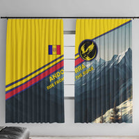 Andorra Window Curtain with Mountain Ridge and Eagle Emblem Design - Wonder Print Shop