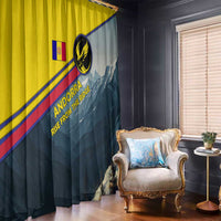Andorra Window Curtain with Mountain Ridge and Eagle Emblem Design - Wonder Print Shop