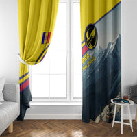Andorra Window Curtain with Mountain Ridge and Eagle Emblem Design - Wonder Print Shop