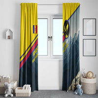 Andorra Window Curtain with Mountain Ridge and Eagle Emblem Design - Wonder Print Shop