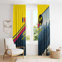 Andorra Window Curtain with Mountain Ridge and Eagle Emblem Design - Wonder Print Shop