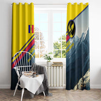 Andorra Window Curtain with Mountain Ridge and Eagle Emblem Design - Wonder Print Shop