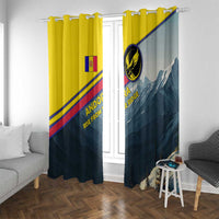 Andorra Window Curtain with Mountain Ridge and Eagle Emblem Design - Wonder Print Shop
