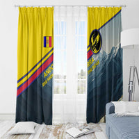 Andorra Window Curtain with Mountain Ridge and Eagle Emblem Design - Wonder Print Shop
