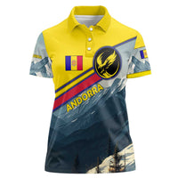 Andorra Women Polo Shirt with Mountain Ridge and Eagle Emblem Design - Wonder Print Shop