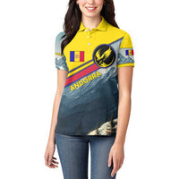 Andorra Women Polo Shirt with Mountain Ridge and Eagle Emblem Design - Wonder Print Shop
