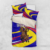 Andorra Bedding Set with Cartoon Ibex and Swirl Stripe Design - Wonder Print Shop