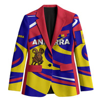Andorra Blazer with Cartoon Ibex and Swirl Stripe Design - Wonder Print Shop
