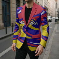 Andorra Blazer with Cartoon Ibex and Swirl Stripe Design - Wonder Print Shop