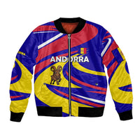 Andorra Bomber Jacket with Cartoon Ibex and Swirl Stripe Design - Wonder Print Shop
