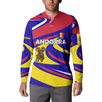 Andorra Button Sweatshirt with Cartoon Ibex and Swirl Stripe Design - Wonder Print Shop