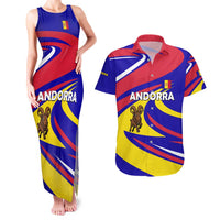 Andorra Couples Matching Tank Maxi Dress and Hawaiian Shirt with Cartoon Ibex and Swirl Stripe Design - Wonder Print Shop