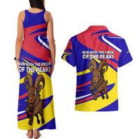 Andorra Couples Matching Tank Maxi Dress and Hawaiian Shirt with Cartoon Ibex and Swirl Stripe Design - Wonder Print Shop