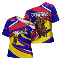 Andorra Cross Shoulder Shirt with Cartoon Ibex and Swirl Stripe Design - Wonder Print Shop
