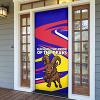 Andorra Door Cover with Cartoon Ibex and Swirl Stripe Design - Wonder Print Shop