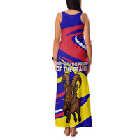 Andorra Family Matching Tank Maxi Dress and Hawaiian Shirt with Cartoon Ibex and Swirl Stripe Design - Wonder Print Shop