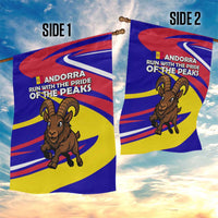 Andorra Garden Flag with Cartoon Ibex and Swirl Stripe Design - Wonder Print Shop