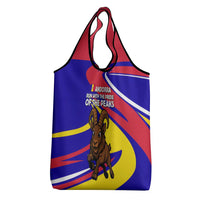 Andorra Grocery Bag with Cartoon Ibex and Swirl Stripe Design - Wonder Print Shop