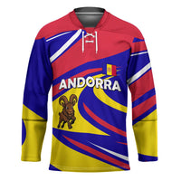 Andorra Hockey Jersey with Cartoon Ibex and Swirl Stripe Design - Wonder Print Shop