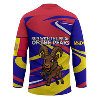 Andorra Hockey Jersey with Cartoon Ibex and Swirl Stripe Design - Wonder Print Shop