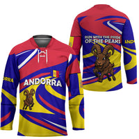 Andorra Hockey Jersey with Cartoon Ibex and Swirl Stripe Design - Wonder Print Shop