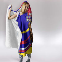 Andorra Hooded Blanket with Cartoon Ibex and Swirl Stripe Design - Wonder Print Shop