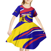 Andorra Kid Short Sleeve Dress with Cartoon Ibex and Swirl Stripe Design - Wonder Print Shop
