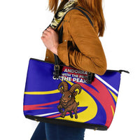 Andorra Leather Tote Bag with Cartoon Ibex and Swirl Stripe Design - Wonder Print Shop