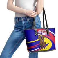 Andorra Leather Tote Bag with Cartoon Ibex and Swirl Stripe Design - Wonder Print Shop
