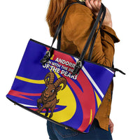 Andorra Leather Tote Bag with Cartoon Ibex and Swirl Stripe Design - Wonder Print Shop
