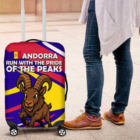 Andorra Luggage Cover with Cartoon Ibex and Swirl Stripe Design - Wonder Print Shop