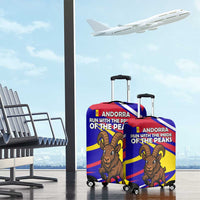 Andorra Luggage Cover with Cartoon Ibex and Swirl Stripe Design - Wonder Print Shop