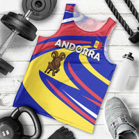Andorra Men Tank Top with Cartoon Ibex and Swirl Stripe Design - Wonder Print Shop