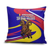 Andorra Pillow Cover with Cartoon Ibex and Swirl Stripe Design - Wonder Print Shop