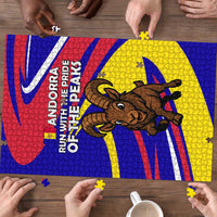 Andorra Puzzle with Cartoon Ibex and Swirl Stripe Design - Wonder Print Shop