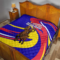 Andorra Quilt with Cartoon Ibex and Swirl Stripe Design - Wonder Print Shop