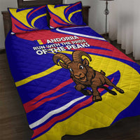 Andorra Quilt Bed Set with Cartoon Ibex and Swirl Stripe Design - Wonder Print Shop