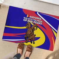 Andorra Rubber Doormat with Cartoon Ibex and Swirl Stripe Design - Wonder Print Shop