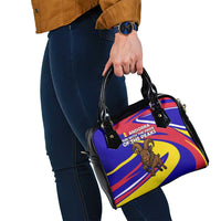 Andorra Shoulder Handbag with Cartoon Ibex and Swirl Stripe Design - Wonder Print Shop