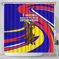 Andorra Shower Curtain with Cartoon Ibex and Swirl Stripe Design - Wonder Print Shop