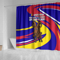 Andorra Shower Curtain with Cartoon Ibex and Swirl Stripe Design - Wonder Print Shop